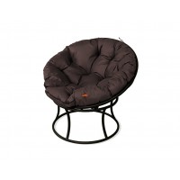 Кресло Риторика Папасан черное без ротанга с коричневой подушкой
