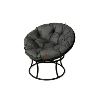 Кресло Риторика Папасан черное без ротанга с серой подушкой