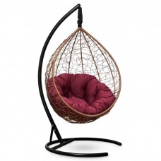Подвесное кресло-кокон Sevilla Verde горячий шоколад, подушка бордовая