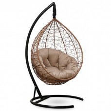 Подвесное кресло-кокон Sevilla Verde горячий шоколад, подушка бежевая