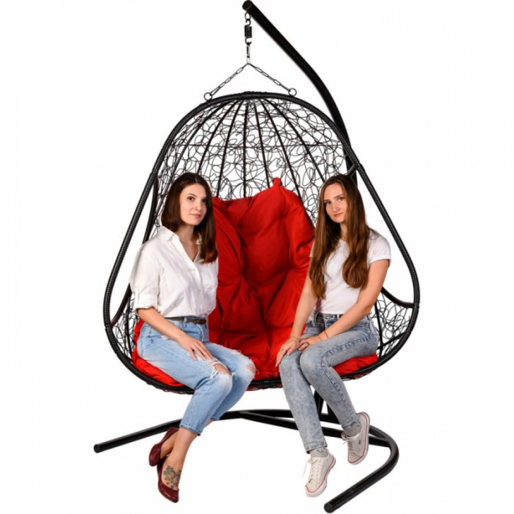 Двойное подвесное кресло BiGarden Primavera Black (красная подушка)