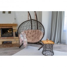 Двухместное подвесное кресло Риторика Магна коричневое с бежевой подушкой