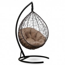 Подвесное кресло-кокон Sevilla Verde коричневое, подушка бежевая
