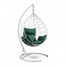 Подвесное кресло LAURA OUTDOOR Alicante белое, зеленая подушка