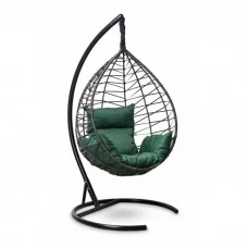 Подвесное кресло LAURA OUTDOOR Alicante черное, зеленая подушка